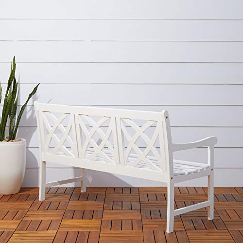 Vifah V1612 Bradley Outdoor Hardwood Bench, White - Thumbnail 3
