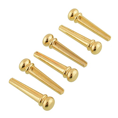 Xinzhi Guitar Bridge Pins- 6Pcs Brass Guitar Strings Fixed Cone Acoustic Guitar Replacement Parts