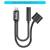 2 in 1 Lightning to 3.5mm Audio Adapter, Anskp Lightning Charger and 3.5 mm Aux Headphone Jack Adapter for iPhone 7 7 Plus [Support iOS 10.3.1](Black)-No Calling Function and Music Control