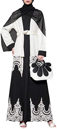 Pandapang Women Abaya Muslim Arabia Saudi Gown Coat Islamic Long Dress White L