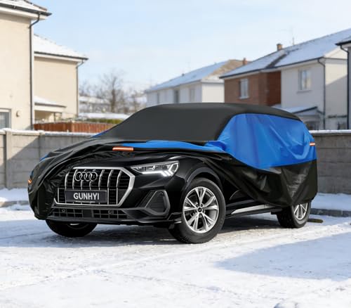 Gunhyi Waterproof Breathable Car Cover Canvas for Audi Q3 SQ3 RS Q3 Black and Blue Car Cover Full Cover for Garage Protects from Rain, Sun and Dust.
