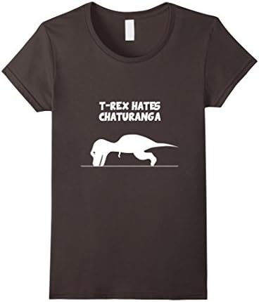 Women's YOGA SHIRT - T-Rex Hates Chaturanga Small Asphalt