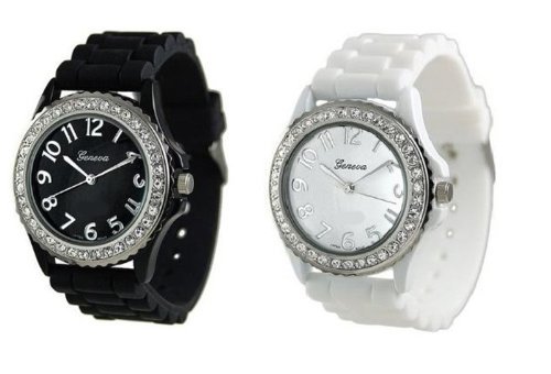White black 2 pack geneva crystal rhinestone large face…