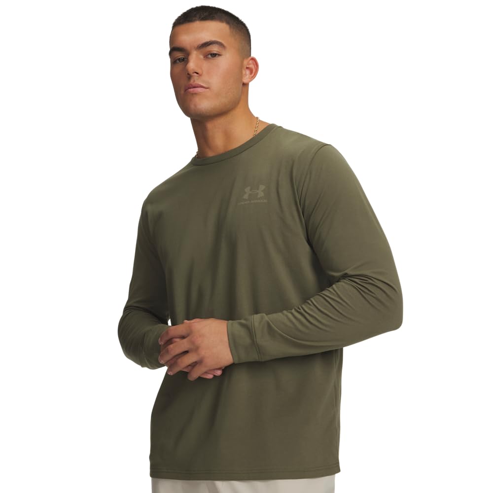 Under Armour Men's Sportstyle Left Chest Long-Sleeve T-Shirt, (391) Marine OD Green / / Field Khaki, Large Image