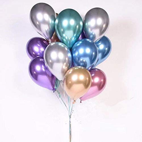 60 Pieces 12inch Chrome Shiny Metallic Latex Balloons for Birthday Wedding Grad Theme Party