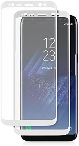 TortugaArmor 3D Curved Edge Scratch Resistant 9H Tempered Glass Screen Protector Compatible with Samsung Galaxy S8 Plus, White [2 PACK]
