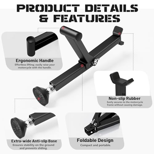 Universal Motorcycle Wheel Lifting, Front and Rear Wheel Support for Motorcycles, Black