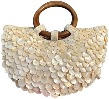 BBIQI Summer Shell Purse Pearl Beaded Bag Sequin Clutch Purses for