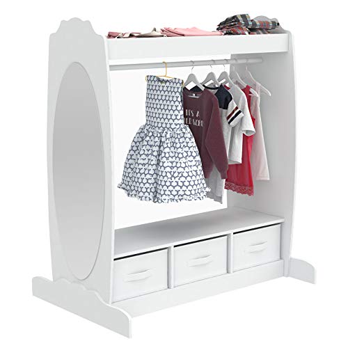 Mecor Kids Dress Up Storage with Mirror, Clothes Hook, Shelf and Rod