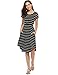 Halife Women's Summer Casual Stripe Elastic Waist Loose Beach Midi Dress
