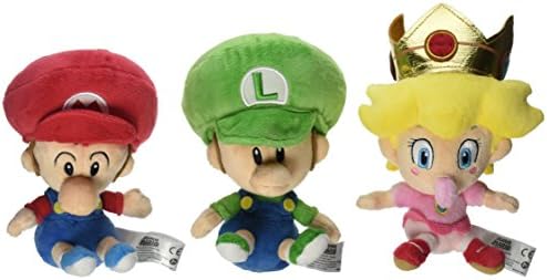 Little Buddy Super Mario Bros Plush Set Of 3 - Baby Mario, Baby Luigi & Baby Peach