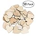 OULII Blank Heart Wood Slices Discs Wedding Christmas Ornaments, Pack of 50, 40mm