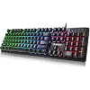 NPET K10 Gaming Keyboard USB Wired Floating Keyboard, Quiet Ergonomic Water-Resistant Mechanical Feeling Keyboard, Ultra…
