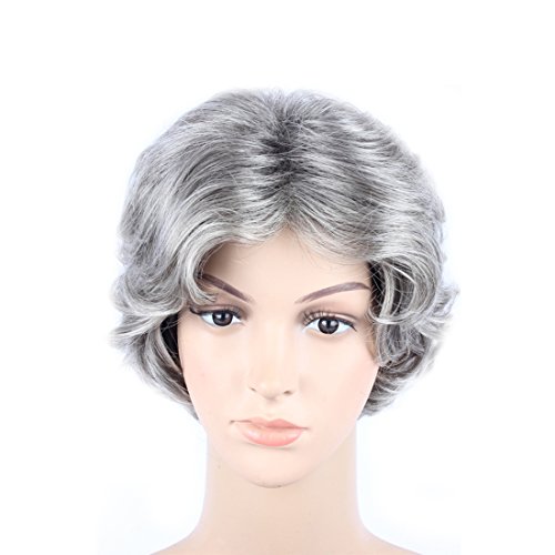 WeKen Women's Cosplay Wig Short Curly Synthetic Hair Silver Gray