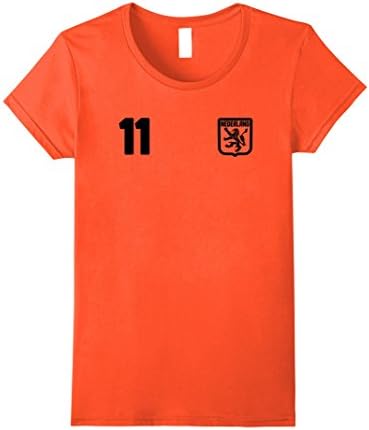 Womens NEDERLAND T-shirt Netherlands Tee Retro Soccer Football Small Orange