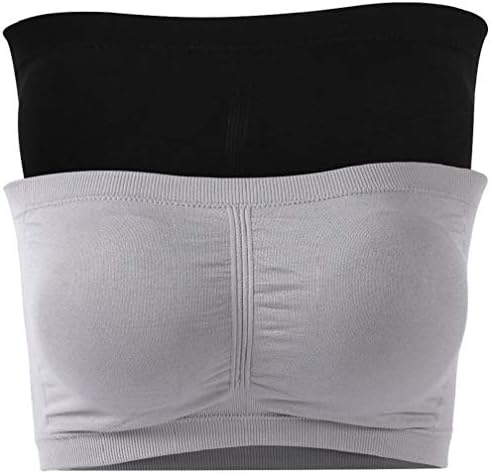 CLANDY Women's Seamless Bandeau Bra, Basic Padded Wire-Free Stretch Tube Top Bra 1-3 Pack