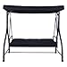 Tangkula Converting Outdoor Swing Patio Porch Garden Swing with Comfortable Cushion Seats, Adjustable Canopy & Coated Steel Frame Hammock 3 Seats Patio Deck Furniture (Black)