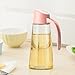 Olive Oil Dispenser Bottle, Vinegar Dispensing Cruets, 17 Oz Condiment Oil Glass Bottle, Pink (Pink)