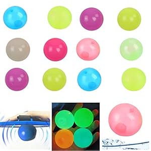 PoSeitiks 12PCS Sticky Balls, Luminescent Sticky Balls Toys for Kids Stick to Wall, Sticky Balls for Ceiling Glow in the…