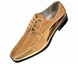 Viotti Mens Metallic Gold Striped Satin and Patent Oxford Tuxedo Dress Shoe : Style 179-035