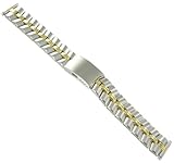 16-20mm Timex Adjustable Silver and Gold Tone Deployment Buckle Stainless Steel Watch Band 309 TX767T