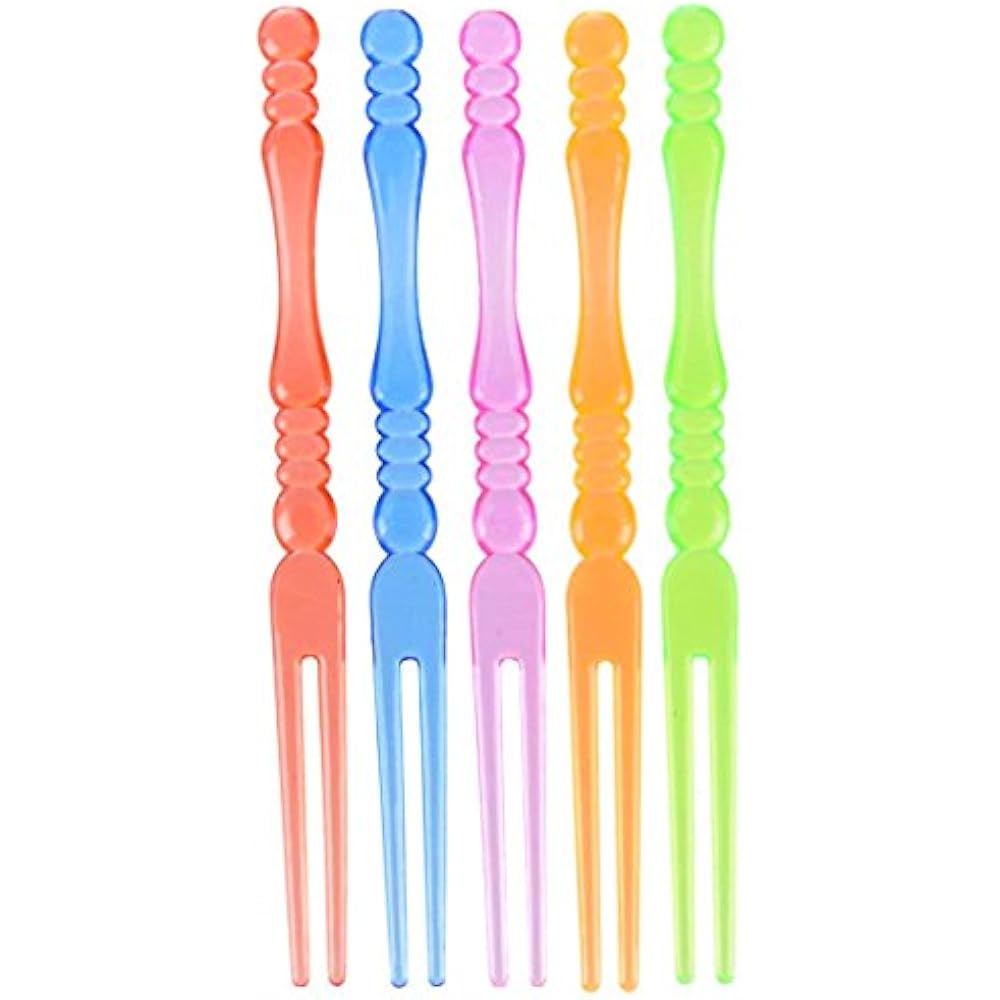 300pcs Disposable 4" Plastic Fruit Forks, Bistro Cocktail Tasting