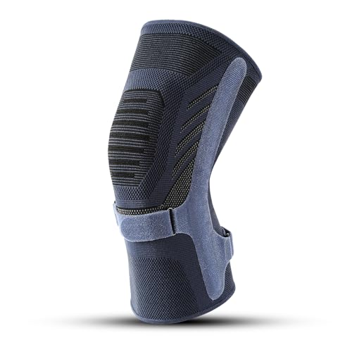 Vilico Genouillère sport avec ressorts à chevrons et double bandage stabilisateur pour sport bleu, taille M