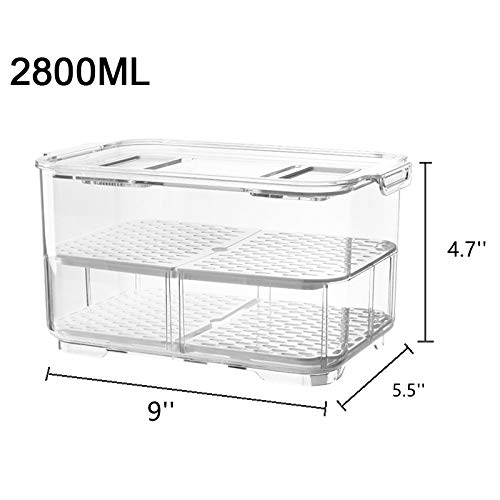 Slideep 9'' Food Storage Containers, 2 Tier Stackable Fridge Produce