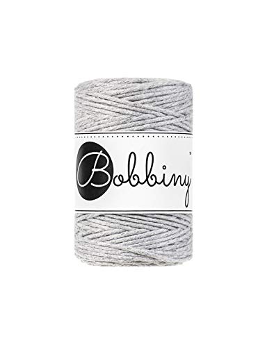 Bobbiny Oeko-Tex Premium Organic Cotton Macramé Yarn, 1.5 mm x 100 m light grey