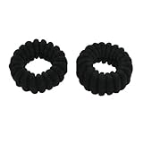 2 Pcs Stretchy Hair Tie Ribbed Band Black Ponytail Holder for Ladies