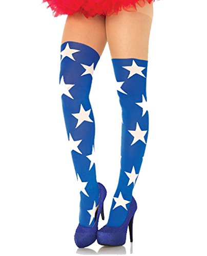 Adult size Super Star Tights - Wonder Woman - White Stars on Blue