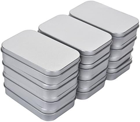 HANSHA 12 Pieces Silver Mini Rectangular Portable Empty Tins Box Containers for Home Organization &amp; Storage