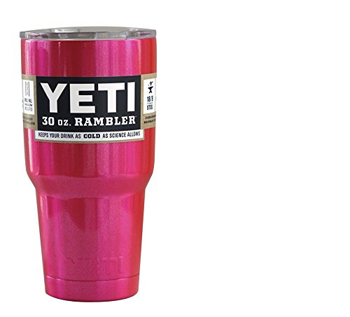 YETI Rambler Cup Custom Colors, 30 oz, Stainless Steel Tumbler,Travel Mug, Powder Coated (Glitter Pink)