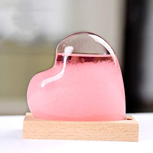 Fan-Ling Storm Glass Weather Forecaster Weather Station,Fashion Creative Office Desktop and Home Decor Heart Shape Glass Crystal Craft,Weather Project Bottle Transparent Gifts (Pink)