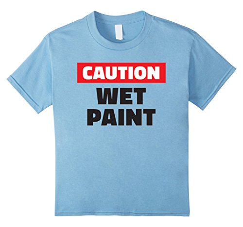 Kids Caution Wet Paint T-Shirt | Funny Paint Sign Tee Shirt 4 Baby Blue