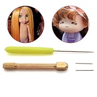 NATTEL 1set DIY Doll Hair Toll Set 0.6/0.8mm Doll Hair Rooting Rehair Tool Holder With 5 Extra Reproduce Hair Doll Tool