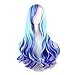 Bopocoko Mermaid Costume Wigs for Women Blue Pink Cosplay Wig 28'' Long Curly Wavy Sexy Wigs for Girls BU153