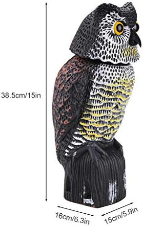 Urhomy 鳥よけ 害鳥対策 フクロウ 360度振とうヘッド 音声起動型 鳥のリペラ ミミズクおとり 異なるツイート 首振りフクロウ 本物そっくり フクロウ 置物 鳥よけ 害鳥対策 驚異な目玉で威嚇 風に揺れ 怖がらせる撃退ハト スズメ カラス ムクドリ ヒヨドリなど 鳩よけ 回転