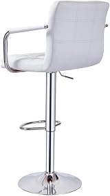 Panana Cuban Bar Chairs with Armrest, Height Adjustable, 360° Swivel, White view 10