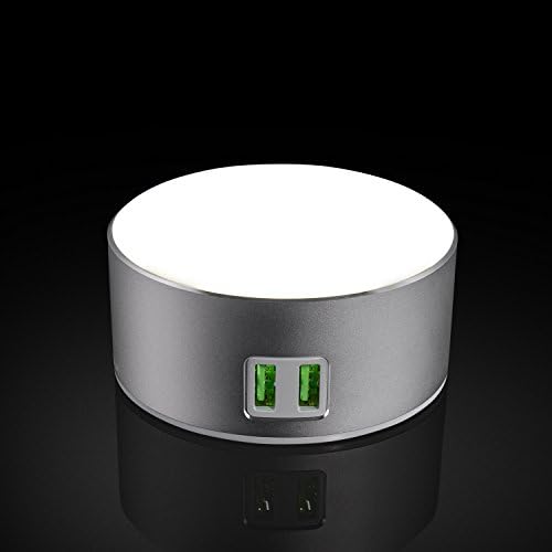 USide Smart LED Bedside Phone charger,Dimmable Bedside Lamp / Nightstand Lamp with 3-Level Brightness,Touch-Sensitive Control, Built-in 2 USB Smart Charging Port, SILVER