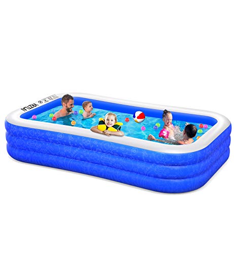 Inflatable Swimming Pool, 120" X 72" X 22" Family Inflatable Lounge Pool for Kiddie, Kids, Adults, Infant, Toddlers, Easy Set Swimming Pool for Garden, Backyard, Outdoor Summer Water Party