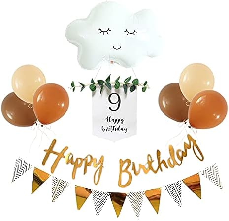 Amazon 誕生日 飾り付け バルーンセット バースデー タペストリー グリーン ガーランド 女の子 男の子 お祝い バースデーパーティー 飾り 1歳 2歳 3歳 4歳 5歳 6歳 7歳 8歳 9歳 部屋装飾 記念撮影 9 風船 バルーン おもちゃ