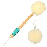 Vive Loofah Sponge Back Scrubber - Men & Women Long Handled Exfoliating Bath & Shower Body Brush - Handheld Luffa Pouf on a Stick for Body, Face Washing - Spa Wash Lufa