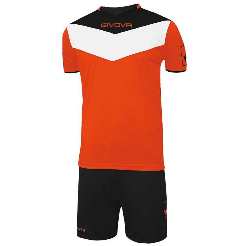 Givova, kit campo fluo, orange fluo/black, 2XS