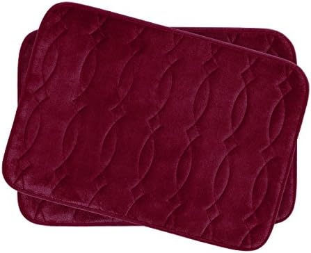 Bounce Comfort Grecian Micro Plush Memory Foam Bath Mat Set, 17" x 24", Barn Red (Set of 2)