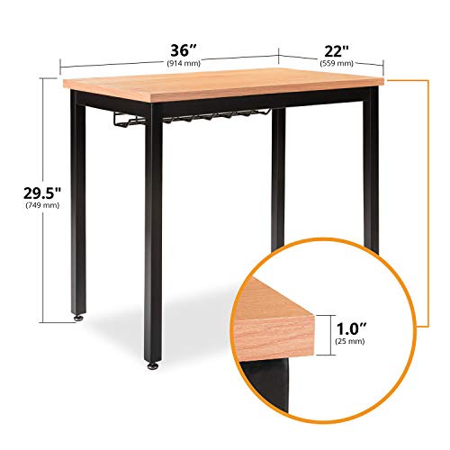 Small Computer Desk with Cable Management Tray, 36in Length, Pear