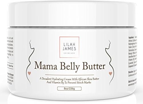 Mama Belly Butter 8oz- Organic Decadent Cream Prevents &amp; Reduces Stretch Marks, Relieves Itching, And Hydrates Skin During Pregnancy by Lilah James Skincare