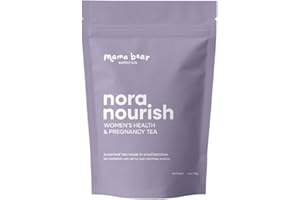 MAMA BEAR SUPPLY CO. Nora Nourish Organic Pregnancy Tea – Red Raspberry Leaf Herbal Blend for Third Trimester, Postpartum & Women's Health – Caffeine-Free Loose Leaf Tea (4 oz (60 servings))
