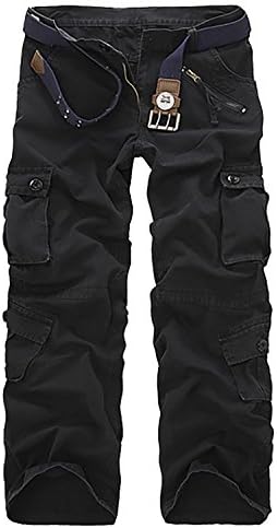Yin chen Mens Casual Active Military Work Cargo Pants-Black-30