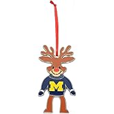 Michigan Wolverines Reindeer Metal Christmas Ornament